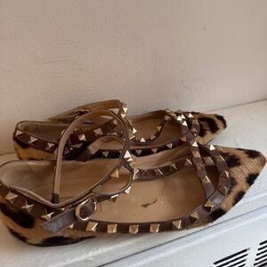 Valentino Rockstud Ballet Flats, Leopard, Sz 37.5